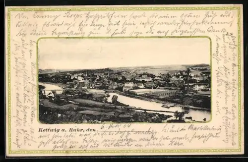 AK Kettwig a. Ruhr, Panorama der Stadt an der Ruhr