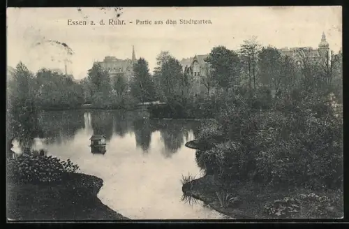 AK Essen a. d. Ruhr, Partie aus dem Stadtgarten