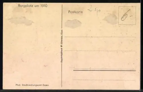 AK Essen, Burgplatz, Reiterstandbild, Kirche
