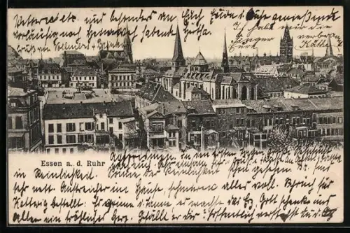 AK Essen a. d. Ruhr, Stadtpanorama mit Kirchen