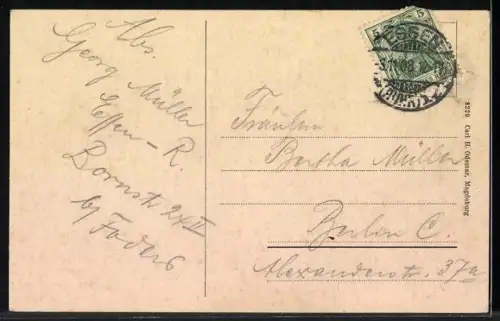 AK Essen a. R., Burgplatz, Kirche, Reiterstandbild