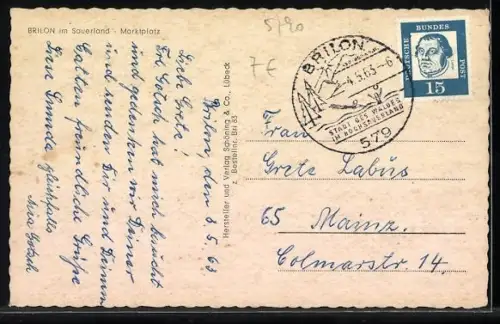 AK Brilon im Sauerland, Marktplatz mit Kirche