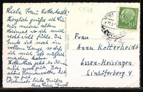 AK Eversberg /Sauerland, Gesamtansicht des mit Kirche und Burgruine