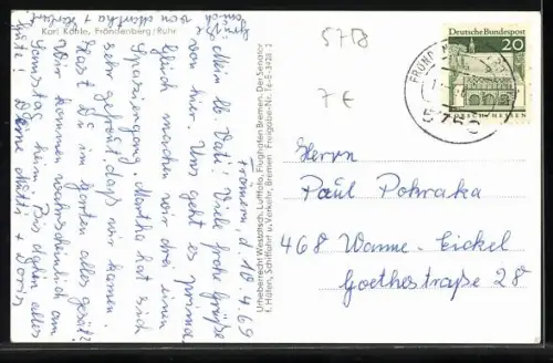 AK Fröndenberg /Ruhr, Luftaufnahme mit Schule und Wohnhäusern