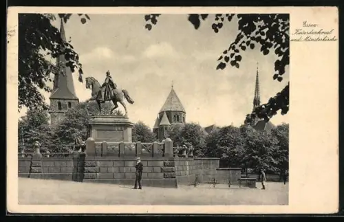 AK Essen, Kaiser-Denkmal, Münsterkirche
