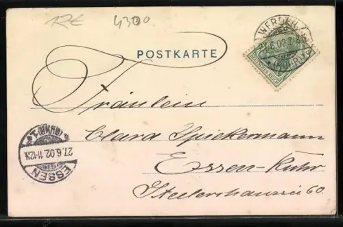 AK Essen, Burgplatz, Strassenbahn