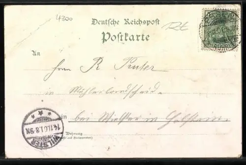 AK Essen, Burgplatz, Kaiser Wilhelm-Denkmal, Kirche