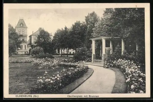 AK Oldenburg /Gr., Cäcilienplatz mit Brunnen