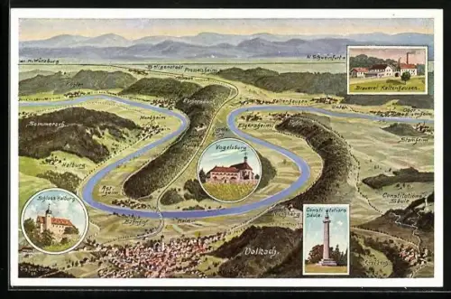 AK Volkach, Mainschleife, Schloss Hallburg, Brauerei Kaltenhausen