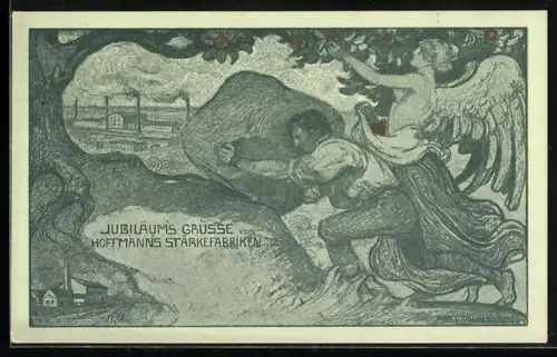 Künstler-AK Bad Salzuflen, Jubiläumsgrüsse von Hoffmanns Stärke-Fabriken