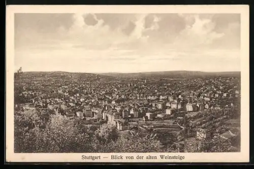 AK Stuttgart, Blick von der alten Weinsteige