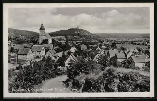 AK Sandbach i. Odenwald, Ortsansicht mit Burg Breuberg