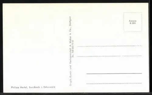 AK Sandbach i. Odenwald, Ortsansicht mit Kirche und umliegender Landschaft