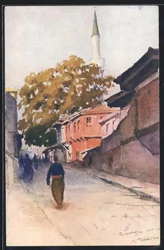 Künstler-AK Salonique, Rue Alexandre-le-Grand