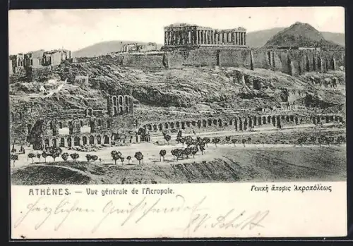 Künstler-AK Athènes, Vue générale de l`Acropole