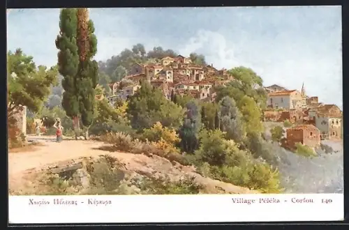 Künstler-AK Corfou, Village Péléka
