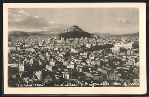 AK Athens, Panorama of Athens with Lacavettos, from Acropolis