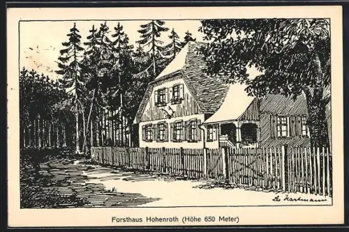 Künstler-AK Hilchenbach, Forsthaus Hohenroth