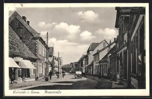AK Walsrode, Moorstrasse mit Geschäften