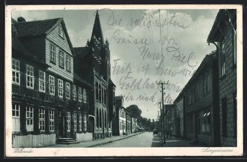 AK Walsrode, Teilansicht Langestrasse mit Strommast