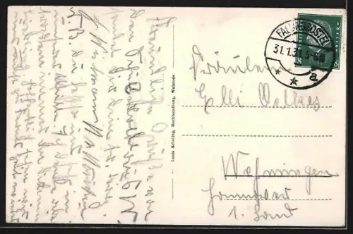 AK Walsrode, Teilansicht Langestrasse mit Strommast