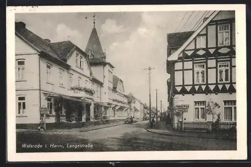 AK Walsrode i. Hann, Langestrasse mit Hotel