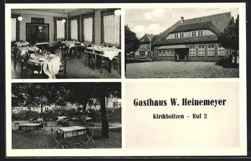 AK Kirchboitzen, Gasthaus W. Heinemeyer, Innenansicht, Garten
