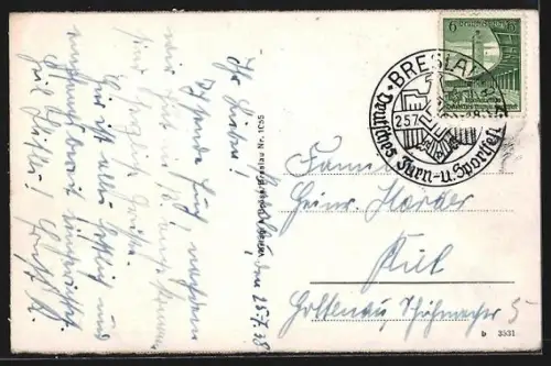 AK Breslau, Kaiserbrücke, Strassenbahn