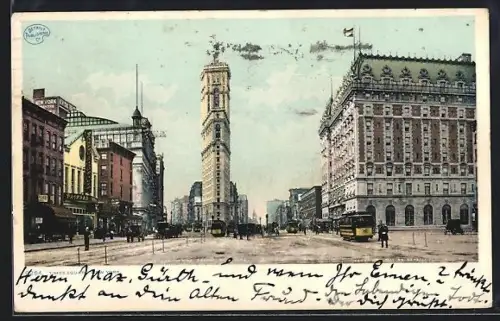 AK New York, NY, Times Square, Strassenbahn