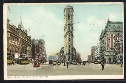 AK New York, NY, Long Acre Square, Times, Strassenbahn