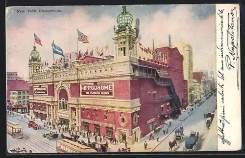 AK New York, NY, Hippodrome, Strassenbahn