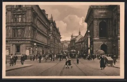AK Praha, Národni trída, Kavarna Slavia, Strassenbahn