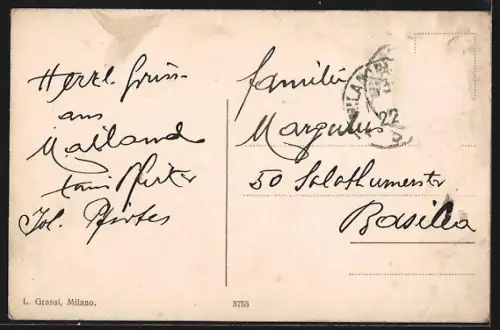 AK Milano, Foro Bonaparte col Palazzo dell` Eden, Strassenbahn