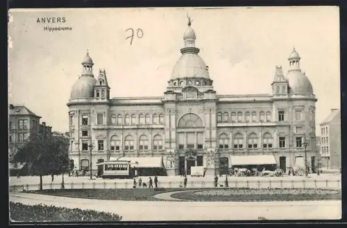 AK Anvers, Hippodrome, Strassenbahn