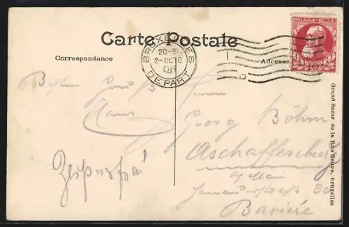 AK Bruxelles, Boulevard Anspach, Monico Bourse, Strassenbahn