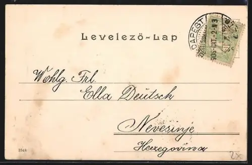 AK Budapest, Blick auf das Volkstheater, Strassenbahn