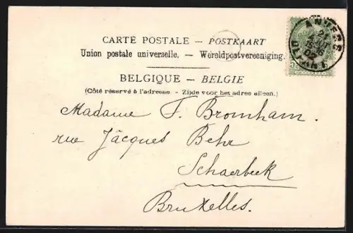 AK Anvers, L`Avenue de Keyser et Hôtel Weber, Strassenbahn