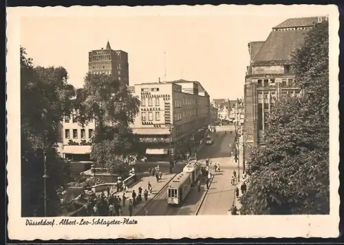 AK Düsseldorf, Strassenbahn am Albert-Leo-Schlageter-Platz