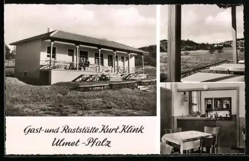 AK Ulmet /Pfalz, Gast- und Raststätte Kurt Klink, Gastraum, Terrasse