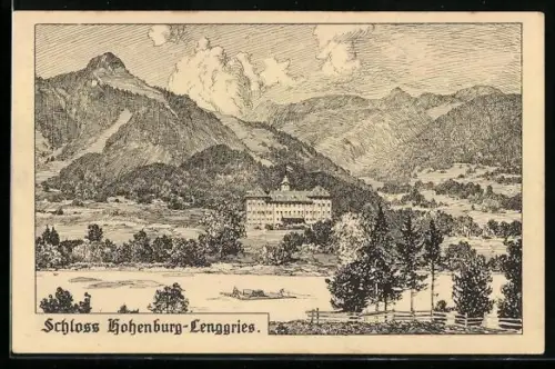 Künstler-AK Lenggries, Schloss Hohenburg