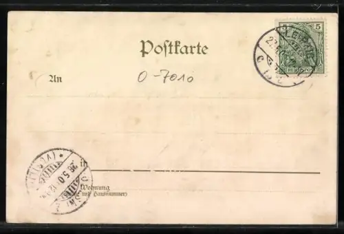 Lithographie Leipzig, Gasthof Thüringer Hof, Besitzer Georg Grimpe