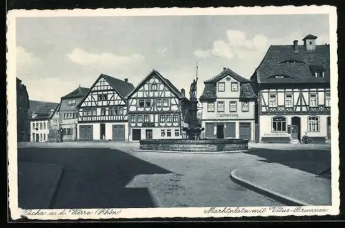 AK Vacha a. d. Werra, Marktplatz mit Vitus-Brunnen