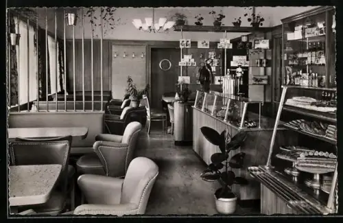 AK Inning am Ammersee, Café und Konditorei Mauser, Innenansicht