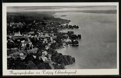 AK Tutzing /Starnbergersee, Flugzeugaufnahme Ort und See