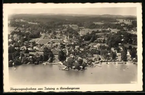 AK Tutzing a. Starnbergersee, Flugzeugaufnahme des Ortes