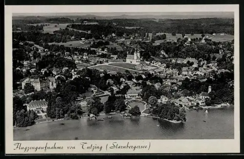 AK Tutzing, Flugzeugaufnahme, Starnberger See