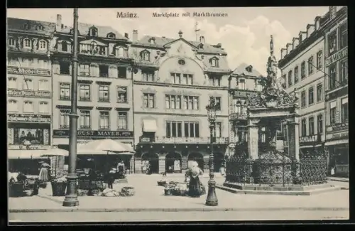 AK Mainz, Marktplatz, Marktbrunnen