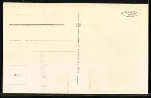 Lithographie Staffelstein /Maintal, Rathaus u. Denkmal, Panorama