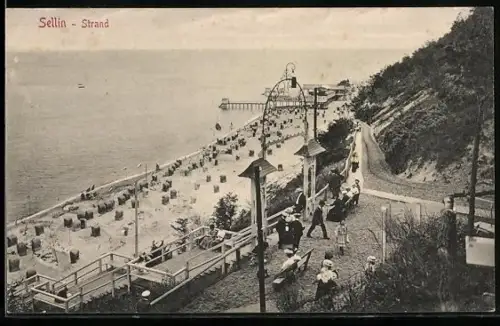 AK Sellin, Strand, Promenade mit Treppenaufgang