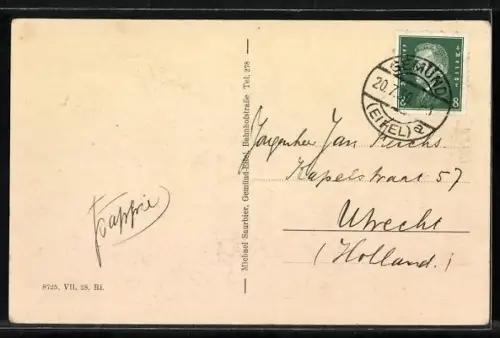 AK Gemünd i. d. Eifel, Ortpartie mit Brücke, Fachwerkhäusern und Kirche